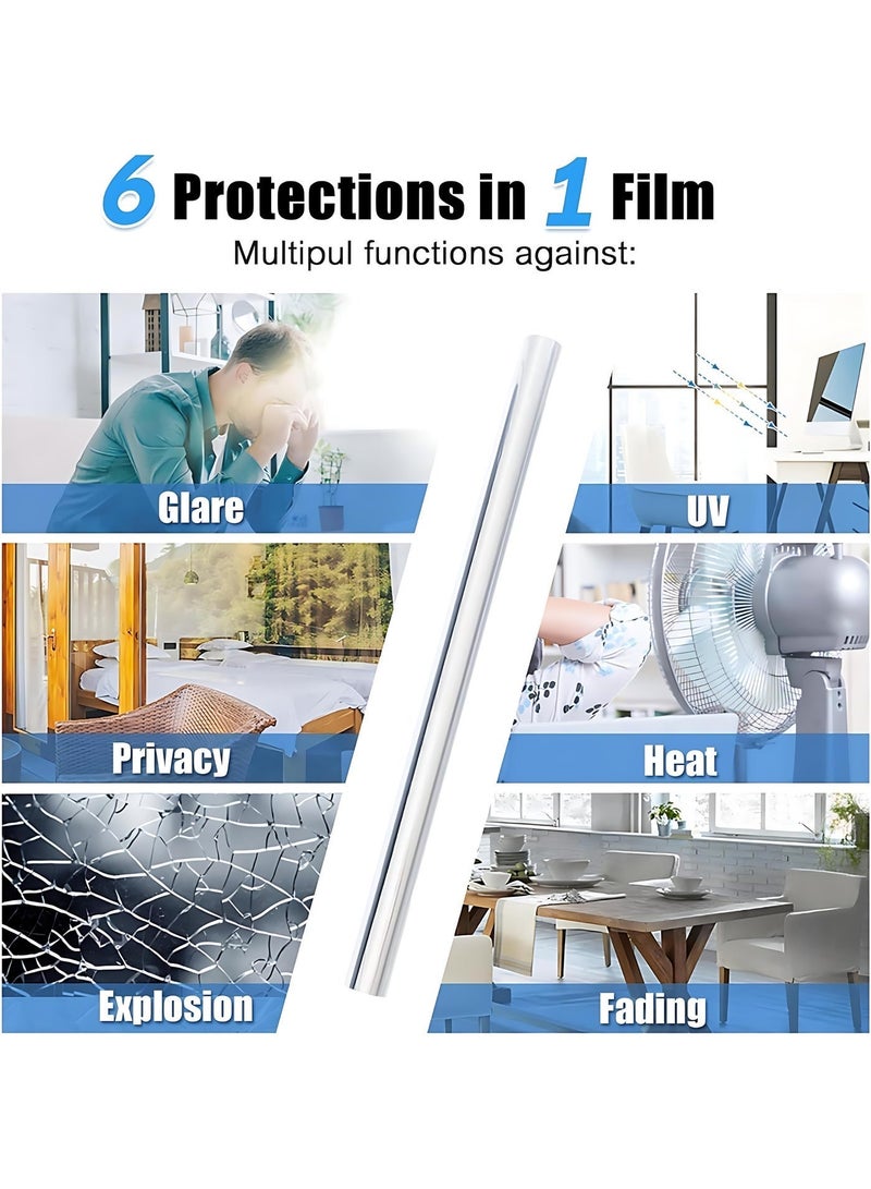ALMiHomi One-Way Mirror Reflective Window Film – Daytime Privacy, Heat & UV Protection for Home, Office & Car – Thick Solar Tint Glass Sticker 40*500cm - Image 3